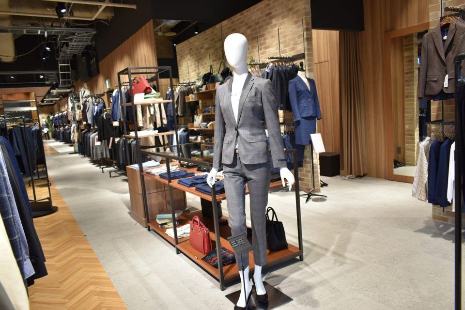 Sales floor with suits and accessories